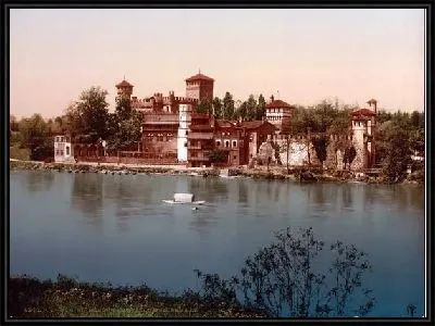 Картина "Историческая серия 1890-1900 гг. ""Фотографии Италии"" - Замок и средневековый рынок, Турин (Castle and mediaeval market town, Turin)"