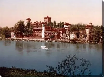 Постер "Историческая серия 1890-1900 гг. ""Фотографии Италии"" - Замок и средневековый рынок, Турин (Castle and mediaeval market town, Turin)"