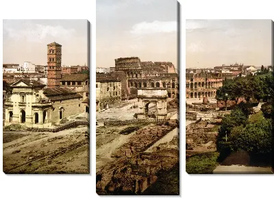 Модульная картина "Историческая серия 1890-1900 гг. ""Фотографии Италии"" - Forum Romanum from the Palatine, Rome"