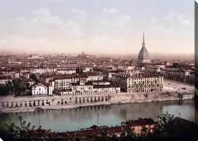 Постер "Историческая серия 1890-1900 гг. ""Фотографии Италии"" - Главный вид с горы Капуцинов в Турине (General view from Mount of the Capuchins, Turin)"
