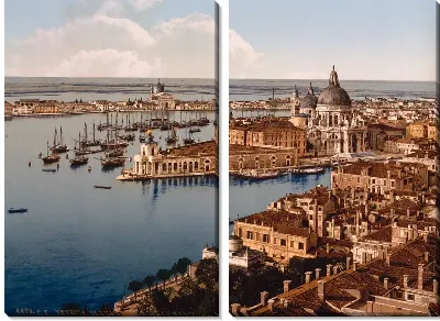 Модульная картина "Историческая серия 1890-1900 гг. ""Фотографии Италии"" - Вид с колокольни, Венеция (From the Campanile, Venice)"