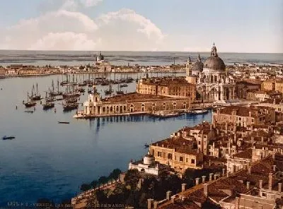 Плакат "Историческая серия 1890-1900 гг. ""Фотографии Италии"" - Вид с колокольни, Венеция (From the Campanile, Venice)"