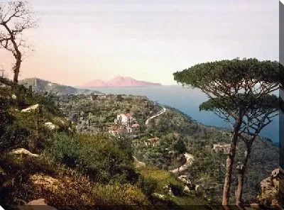 Постер "Историческая серия 1890-1900 гг. ""Фотографии Италии"" - Остров Капри, вид с горы Сорренто (From Mount Sorrento, Capri Island)"