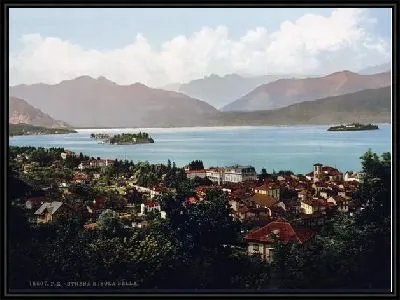 Картина "Историческая серия 1890-1900 гг. ""Фотографии Италии"" - Изола Белла и Стреза, Озеро Маджоре (Isola Bella and Stresa, Lake Maggiore)"