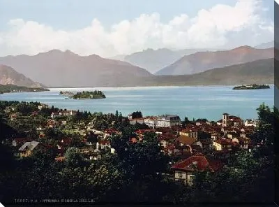 Постер "Историческая серия 1890-1900 гг. ""Фотографии Италии"" - Изола Белла и Стреза, Озеро Маджоре (Isola Bella and Stresa, Lake Maggiore)"