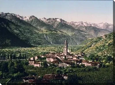 Постер "Историческая серия 1890-1900 гг. ""Фотографии Италии"" - Мадонна-ди-Тирана (Madonna di Tirano, Tirano)"