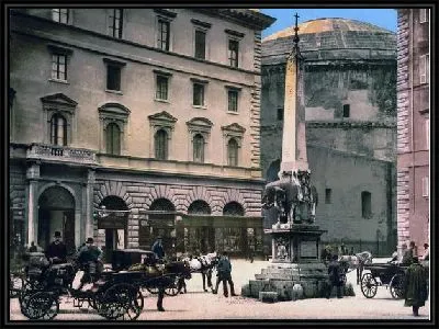Картина "Историческая серия 1890-1900 гг. ""Фотографии Италии"" - Площадь Минерва (Piazza di Minerva)"