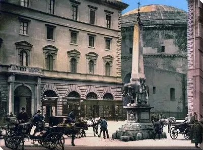 Постер "Историческая серия 1890-1900 гг. ""Фотографии Италии"" - Площадь Минерва (Piazza di Minerva)"