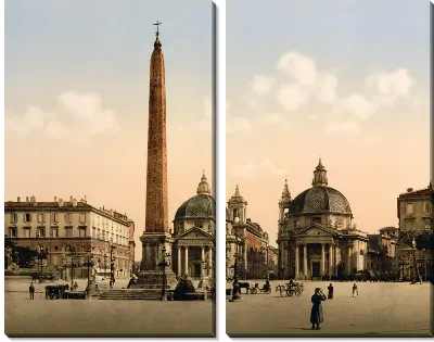 Модульная картина "Историческая серия 1890-1900 гг. ""Фотографии Италии"" - Народное место, Рим (People's Place)"