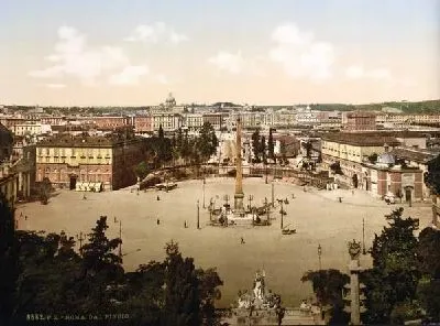 Плакат "Историческая серия 1890-1900 гг. ""Фотографии Италии"" - Панорама Рима (Panorama from the Pincian, Rome)"