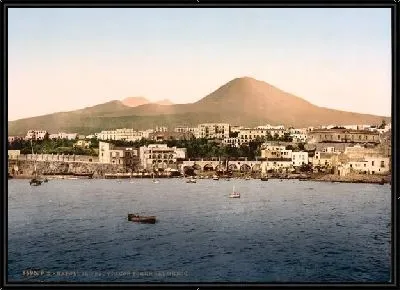 Картина "Историческая серия 1890-1900 гг. ""Фотографии Италии"" - Везувий (Mount Vesuvius, with Torre de Creco)"