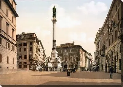 Постер "Историческая серия 1890-1900 гг. ""Фотографии Италии"" - Площадь Испании в Риме (Roma, Piazza di Spagna)"