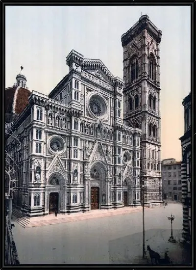Картина "Историческая серия 1890-1900 гг. ""Фотографии Италии"" - Кафедральный собор и колокольня, Флоренция (The Cathedral and campanile, Florence)"