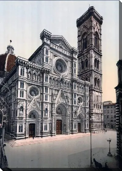 Постер "Историческая серия 1890-1900 гг. ""Фотографии Италии"" - Кафедральный собор и колокольня, Флоренция (The Cathedral and campanile, Florence)"