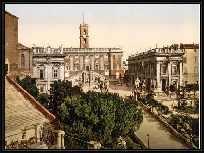 Картина "Историческая серия 1890-1900 гг. ""Фотографии Италии"" - Капитолий в Риме (The Capitoline, Rome)"