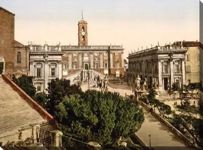 Постер "Историческая серия 1890-1900 гг. ""Фотографии Италии"" - Капитолий в Риме (The Capitoline, Rome)"