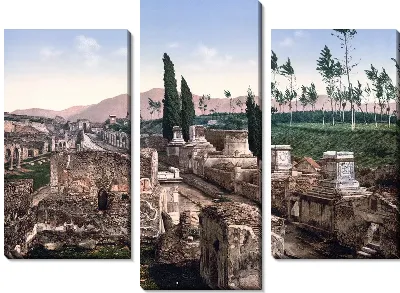 Модульная картина "Историческая серия 1890-1900 гг. ""Фотографии Италии"" - Улица гробниц в Помпеи (Street of the Tombs, Pompeii)"