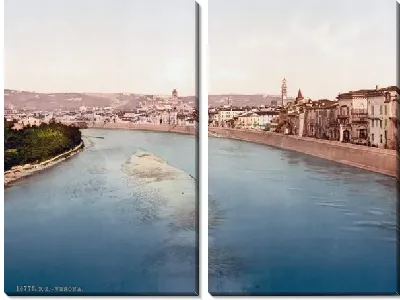 Модульная картина "Историческая серия 1890-1900 гг. ""Фотографии Италии"" - Вид на Верону (General view, Verona)"
