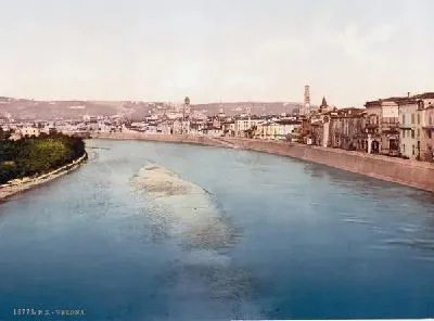 Плакат "Историческая серия 1890-1900 гг. ""Фотографии Италии"" - Вид на Верону (General view, Verona)"
