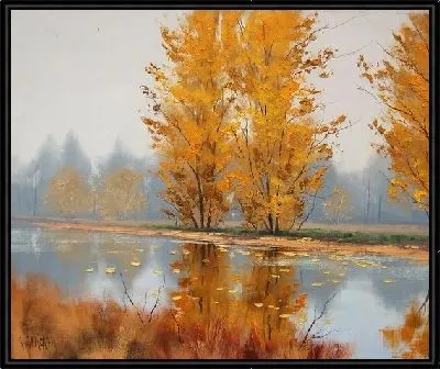 Пруд в осеннем лесу