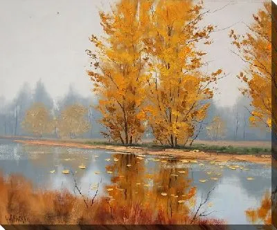 Пруд в осеннем лесу