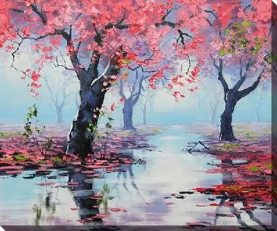 Картина маслом Сакура в цвету