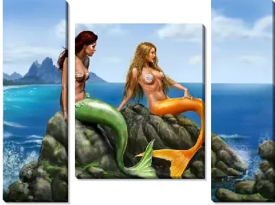Модульная картина Русалки на скалах