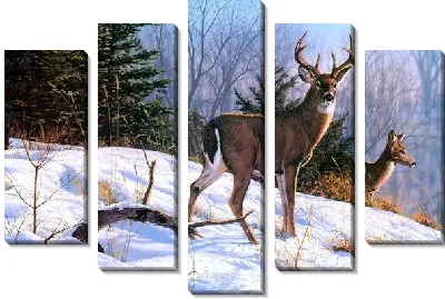 Модульная картина Олени в лесу