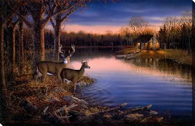 Картина маслом Олени у реки