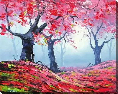 Картина маслом Сакура в цвету №2