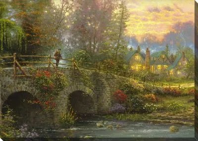 Постер Вечерний пейзаж с мостом