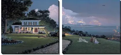 Картина Вечерний пейзаж с белой виллой