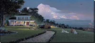 Картина Вечерний пейзаж с белой виллой