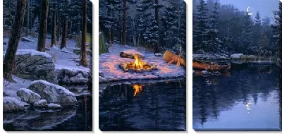 Модульная картина Костер на берегу