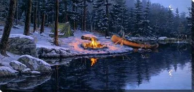 Картина маслом Костер на берегу