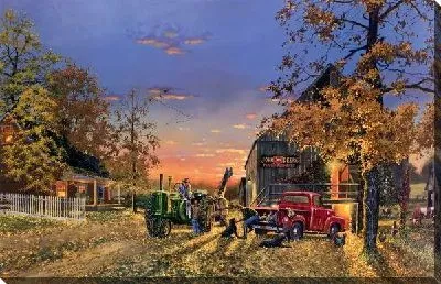 Картина Деревенский пейзаж с тракторами