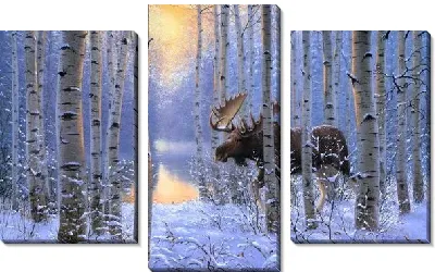 Лось в зимнем лесу