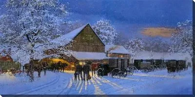 Картина Зимний пейзаж с каретами