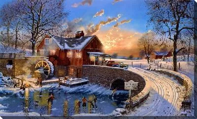 Картина маслом Водяная мельница