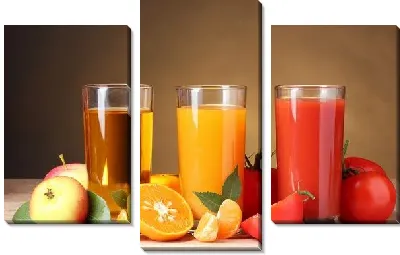 Модульная картина Фруктовые и овощные соки