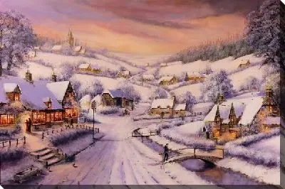 Картина маслом Вечер в селе