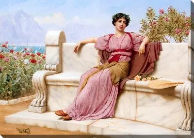 Картина Женщина на мраморной скамейке