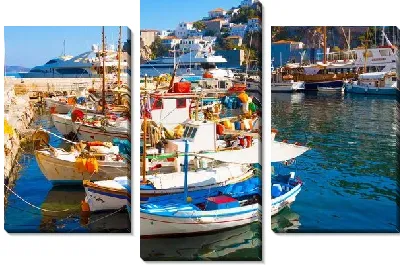 Модульная картина Лодки у причала №3