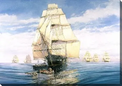 Постер Корабли в море