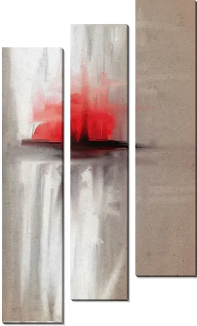 Модульная картина Красно-белая абстракция
