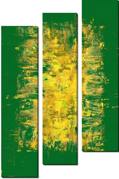 Модульная картина Абстракция в зеленых и желтых тонах