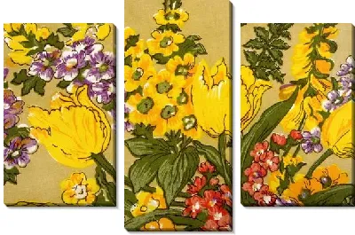 Модульная картина Композиция из желтых и красных цветов
