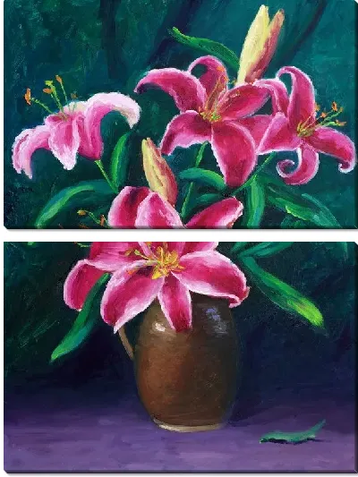 Модульная картина Лилии в вазе