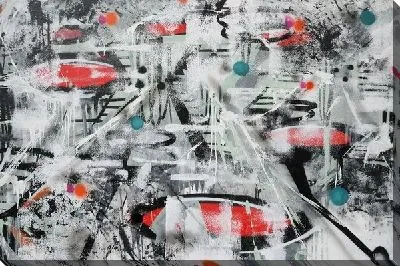 Картина маслом Композиция с красными акцентами