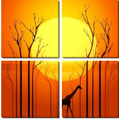 Модульная картина Жираф в Африке
